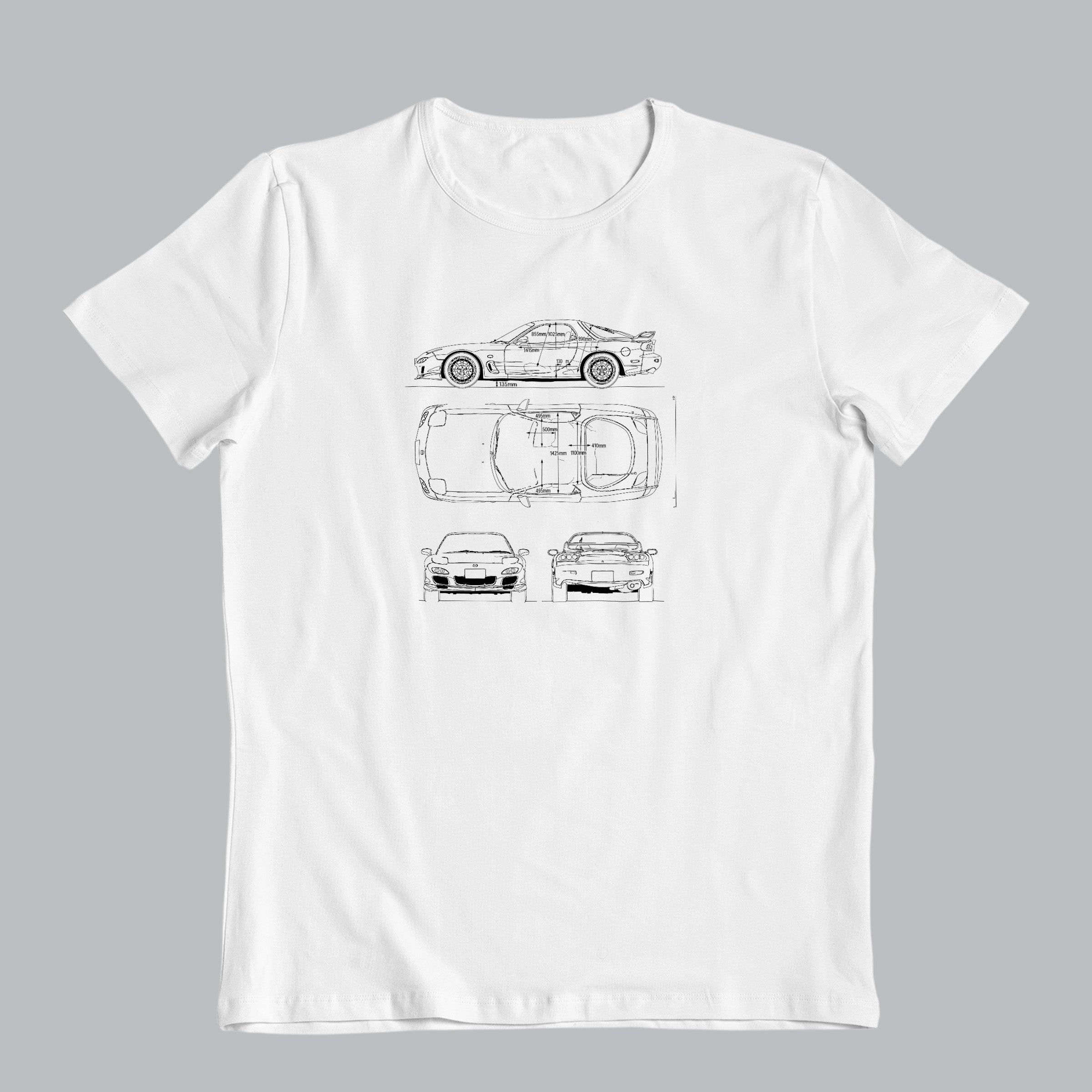 MAZDA RX7 BLUEPRINT | Erkek Kısa Kollu Tişört
